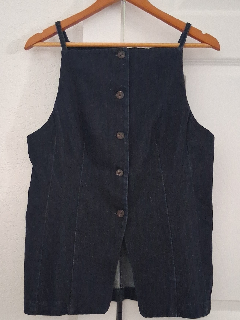 H&M Dark Blue Denim Button-Front Overall Dress